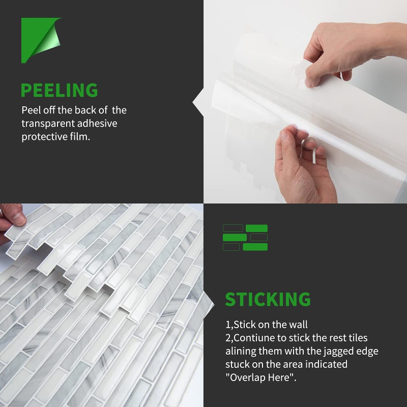LONGKING 10-Sheet Self-Adhesive Peel and Stick Backsplash for Kitchen, Vinyl Decorative Tiles (Light Gray) - Image 5